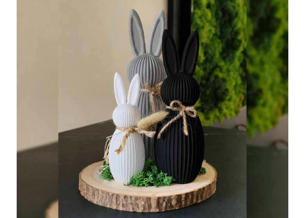 Set Deko Hasen auf Holzscheibe - 3D Druck aus Österreich - handgemacht - Geschenkset