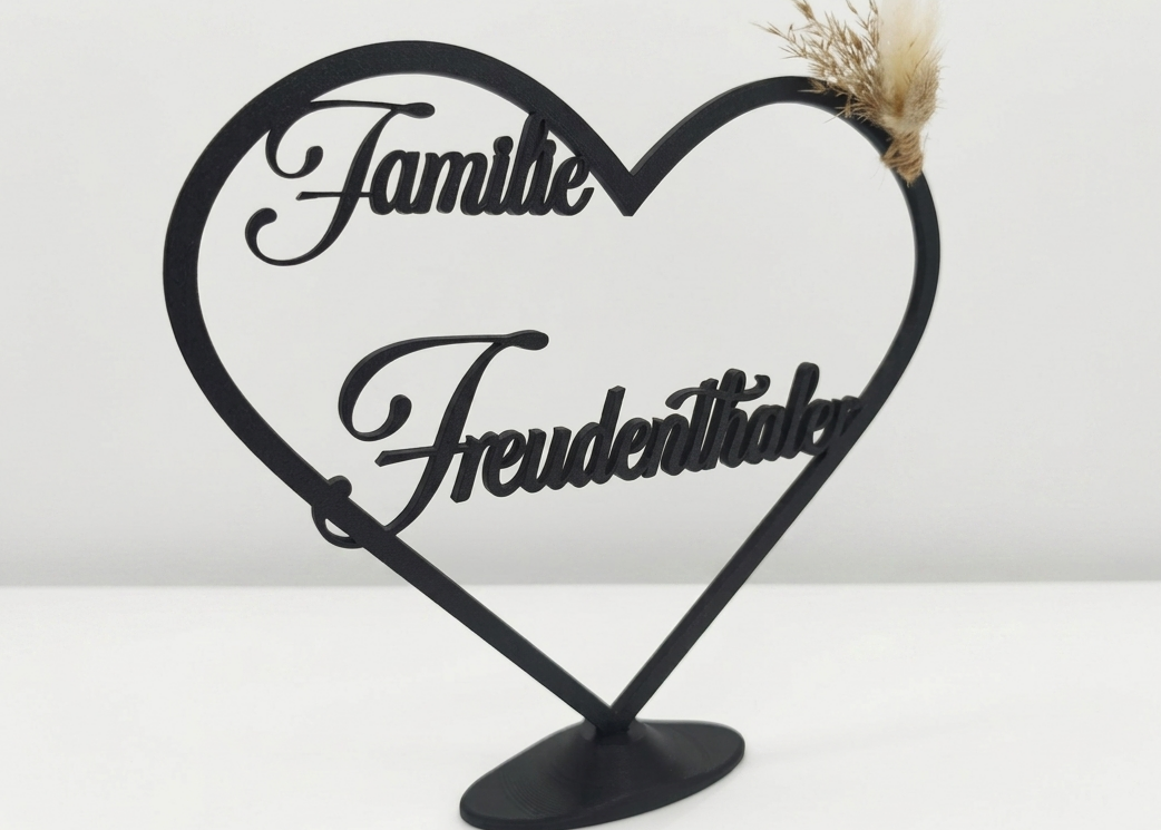 Personalisierter Herz Aufsteller / Deko / Geschenk Hochzeit - 3D Druck - aus Österreich