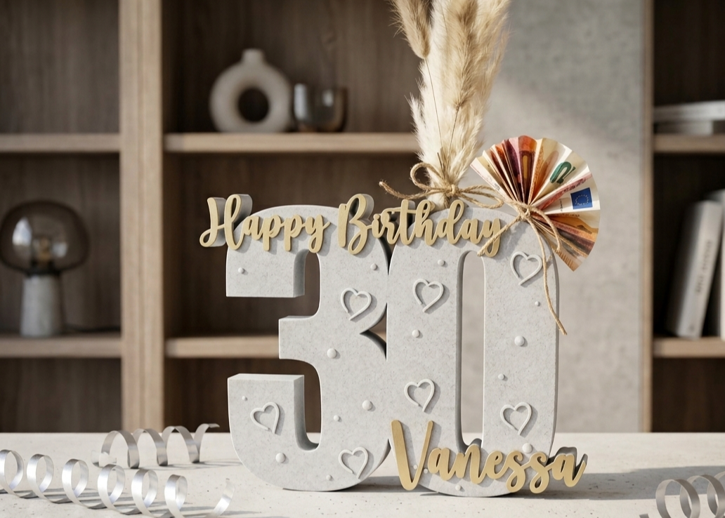 Jahreszahl Geburtstag personalisiert Aufsteller / Deko / Geschenk - 3D Druck - aus Österreich