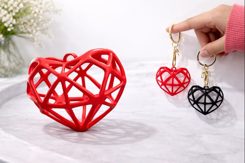 Herz Schlüsselanhänger 3D-Druck – Valentinstag Geschenk 2er Set (Rot & Schwarz)