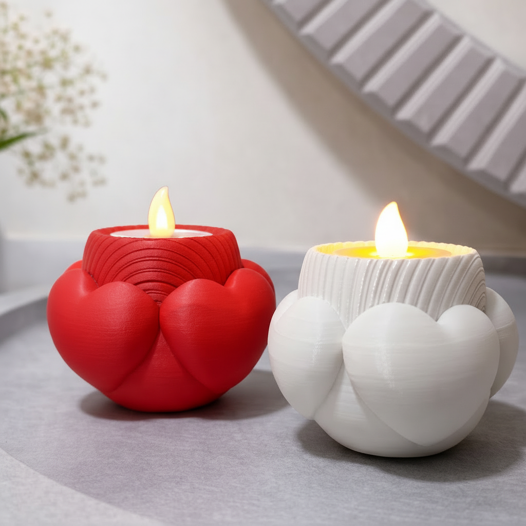Herz Kerzenhalter 3D-Druck – Romantische Deko für Valentinstag & Hochzeit