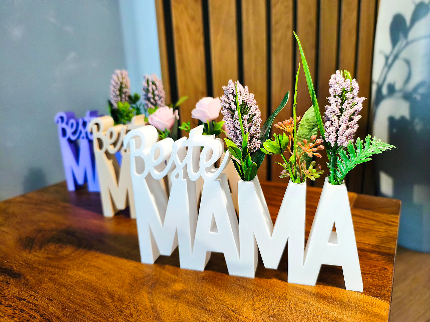 Beste Mama Schriftzug - Kunstblumen - 3D Druck aus Österreich - Geschenk und Wohnaccesoire