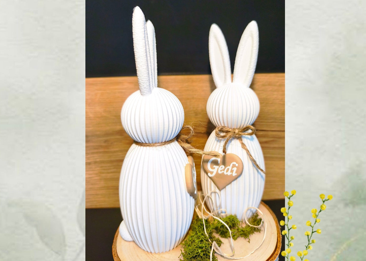 Deko Hase geriffelt "Patentante / Patenonkel" – 3D gedruckt in Österreich - umweltfreundliche Oster Deko