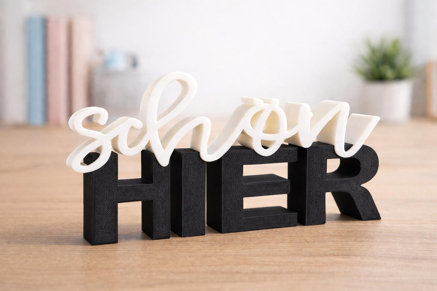 „Schön HIER“ Schriftzug – Dekoration für Wohn- & Eingangsbereich