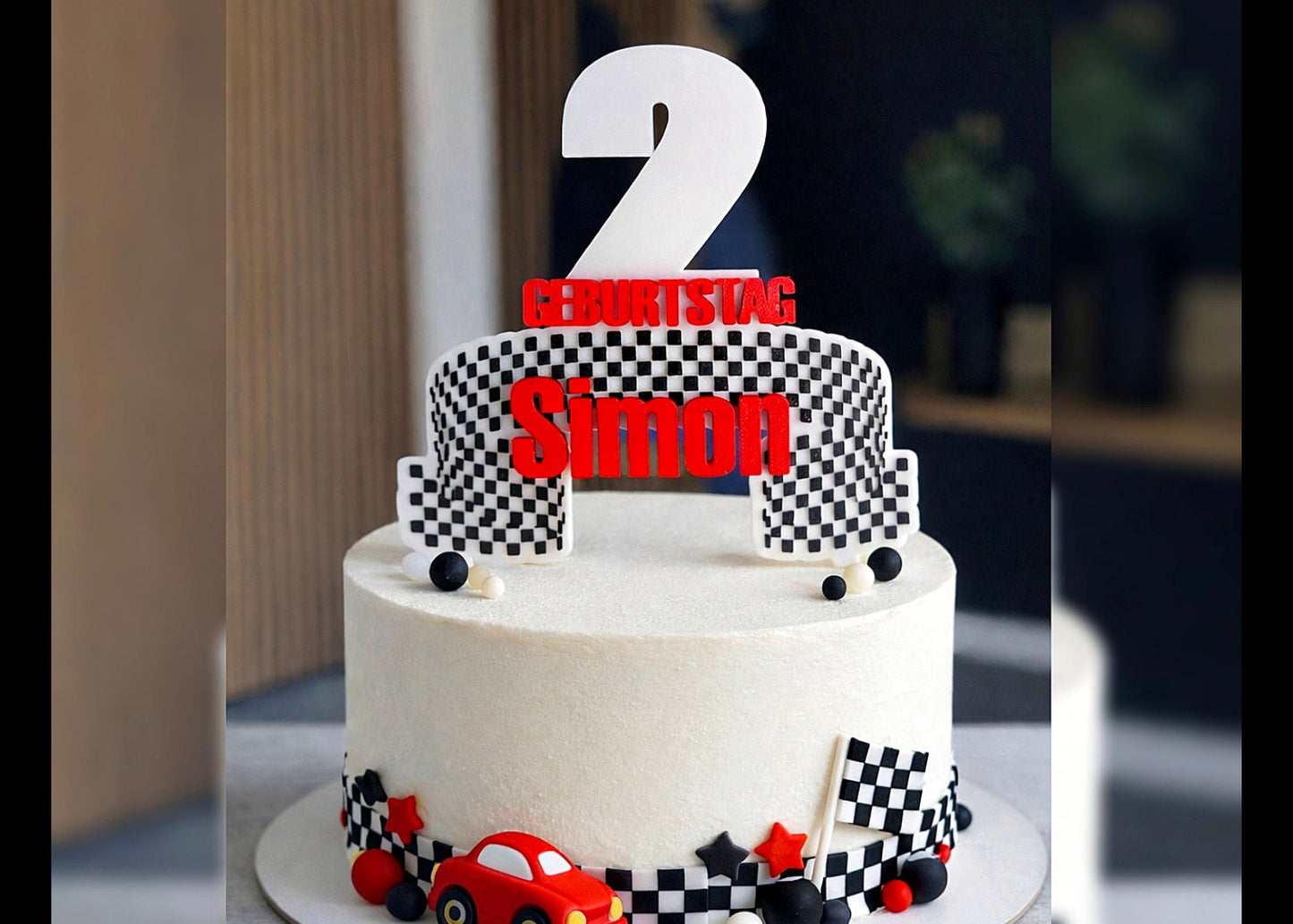 Caketopper Zielflagge personalisiert | Geburtstag | 3D-Druck Österreich