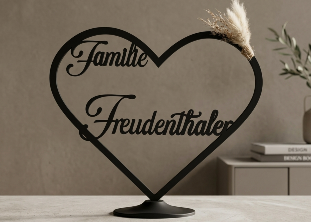 Personalisierter Herz Aufsteller / Deko / Geschenk Hochzeit - 3D Druck - aus Österreich