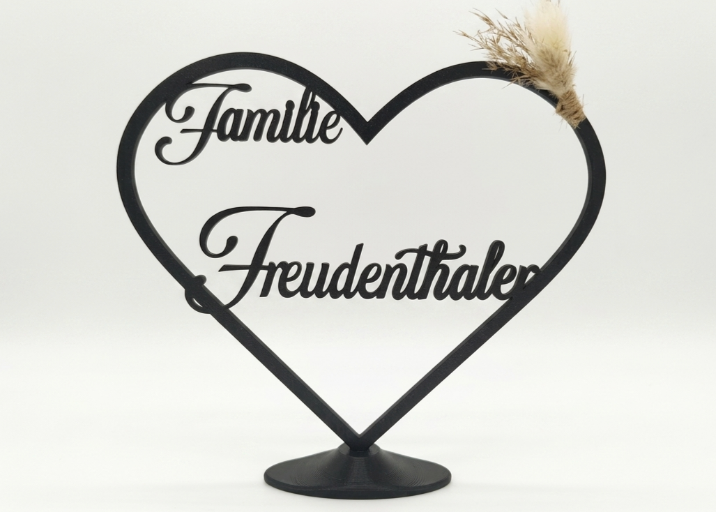 Personalisierter Herz Aufsteller / Deko / Geschenk Hochzeit - 3D Druck - aus Österreich