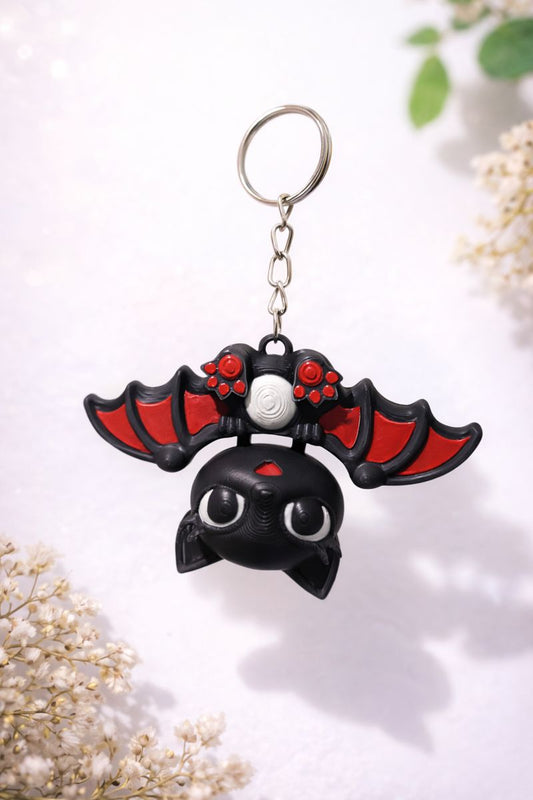 Fledermaus Schlüsselanhänger 3D-Druck Schwarz Rot – 2er Set