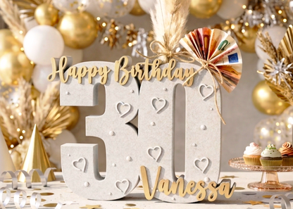 Jahreszahl Geburtstag personalisiert Aufsteller / Deko / Geschenk - 3D Druck - aus Österreich