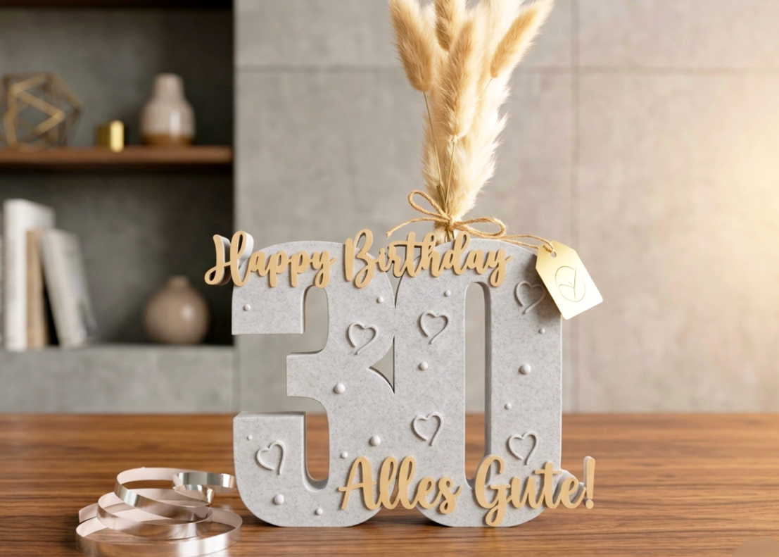 Jahreszahl Geburtstag personalisiert Aufsteller / Deko / Geschenk - 3D Druck - aus Österreich