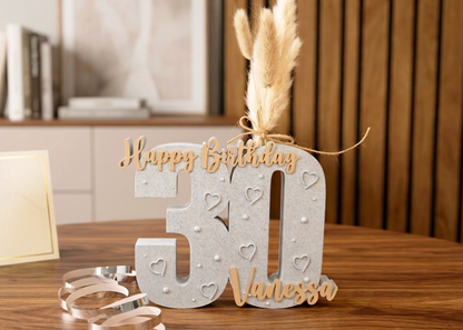 Jahreszahl Geburtstag personalisiert Aufsteller / Deko / Geschenk - 3D Druck - aus Österreich