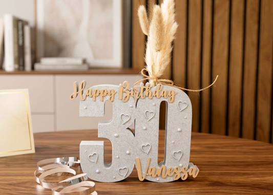 Jahreszahl Geburtstag personalisiert Aufsteller / Deko / Geschenk - 3D Druck - aus Österreich