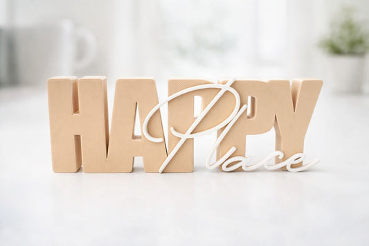 „Happy Place“ Schriftzug – Wohlfühl-Deko mit positiver Botschaft