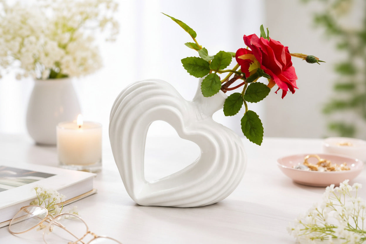 Herzvase "Pure Love" 3D-Druck 17cm – Elegante Deko für Valentinstag & Hochzeit