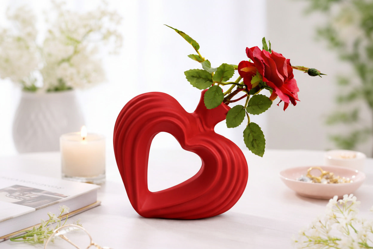 Herzvase "Pure Love" 3D-Druck 17cm – Elegante Deko für Valentinstag & Hochzeit