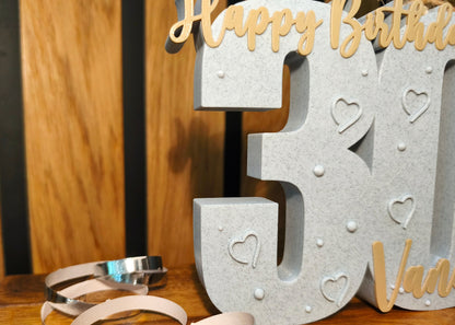 Jahreszahl Geburtstag personalisiert Aufsteller / Deko / Geschenk - 3D Druck - aus Österreich