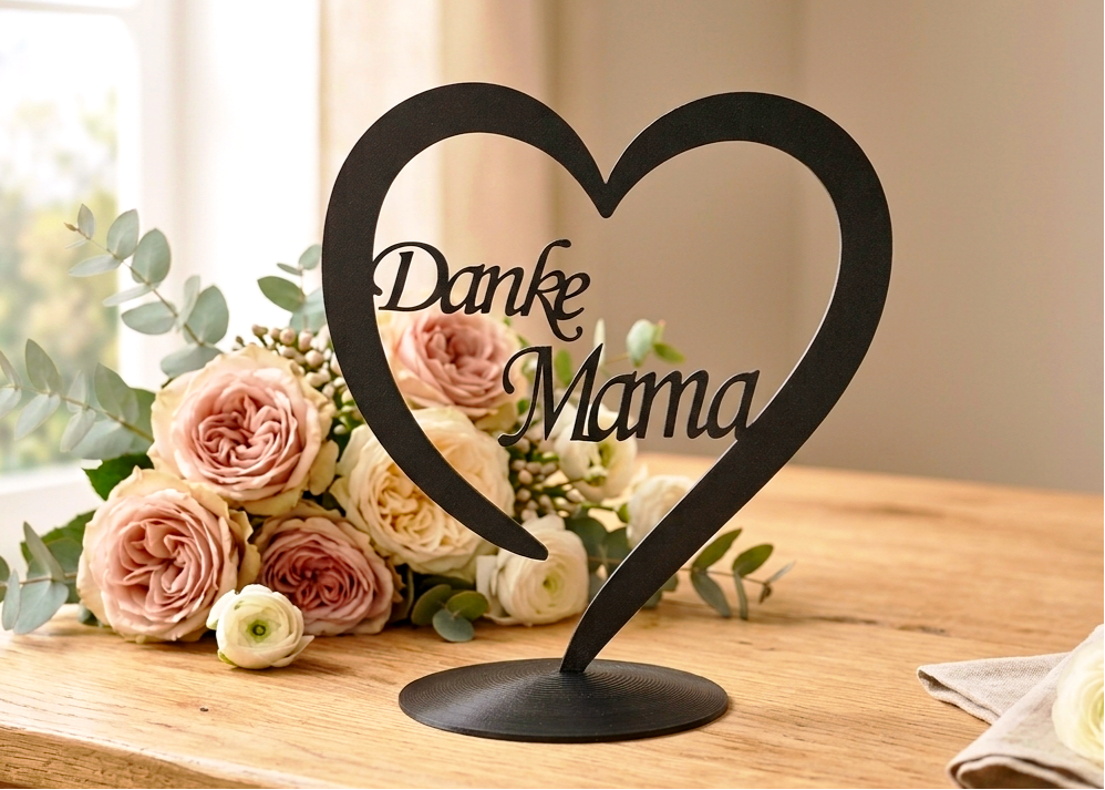 Danke Mama Herz Aufsteller / Deko / Geschenk - 3D Druck - aus Österreich