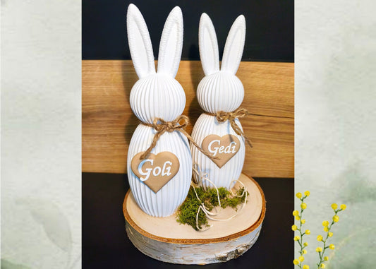 Deko Hase geriffelt "Patentante / Patenonkel" – 3D gedruckt in Österreich - umweltfreundliche Oster Deko