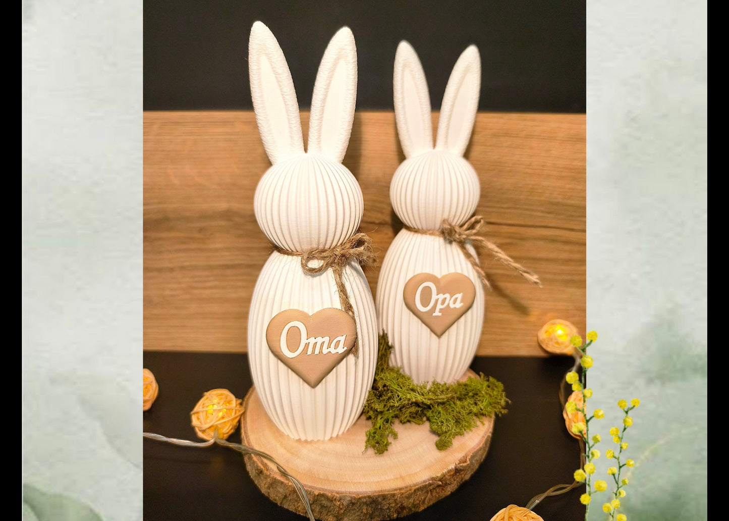 Deko Hase geriffelt "Oma / Opa" – 3D gedruckt in Österreich - umweltfreundliche Oster Deko