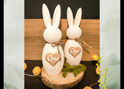 Deko Hase geriffelt "Oma / Opa" – 3D gedruckt in Österreich - umweltfreundliche Oster Deko