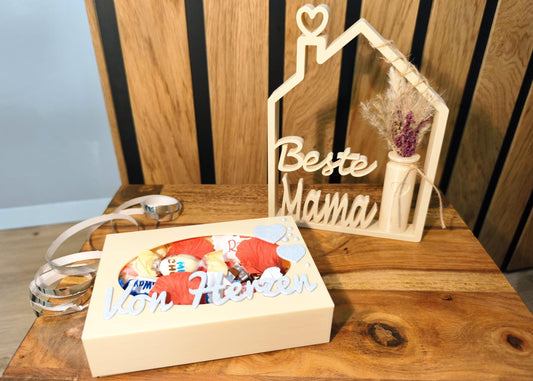 SET Box "Von SET Box "Von Herzen" & Dekohaus "Beste Mama" Aufsteller / Deko / Geschenk - 3D Druck - aus Österreich