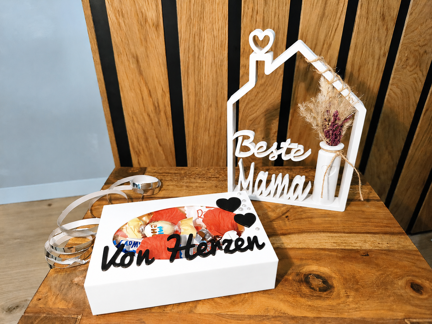 SET Box "Von SET Box "Von Herzen" & Dekohaus "Beste Mama" Aufsteller / Deko / Geschenk - 3D Druck - aus Österreich