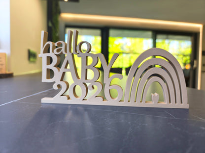 "Hallo Baby" Schrifzug Aufsteller / Deko / Geschenk - 3D Druck - aus Österreich
