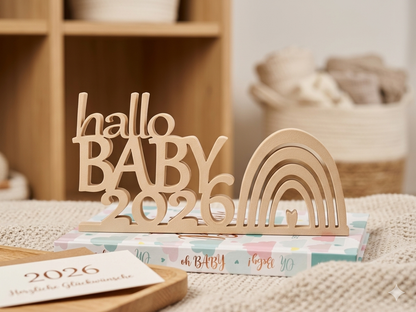 "Hallo Baby" Schrifzug Aufsteller / Deko / Geschenk - 3D Druck - aus Österreich