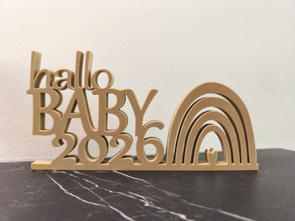 "Hallo Baby" Schrifzug Aufsteller / Deko / Geschenk - 3D Druck - aus Österreich