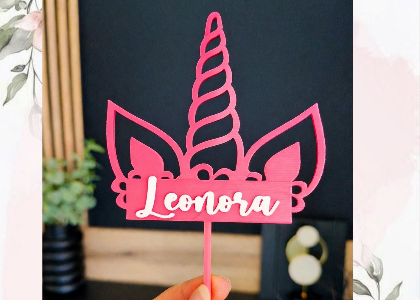 Einhorn Caketopper personalistiert - 3D gedruckt in Österreich