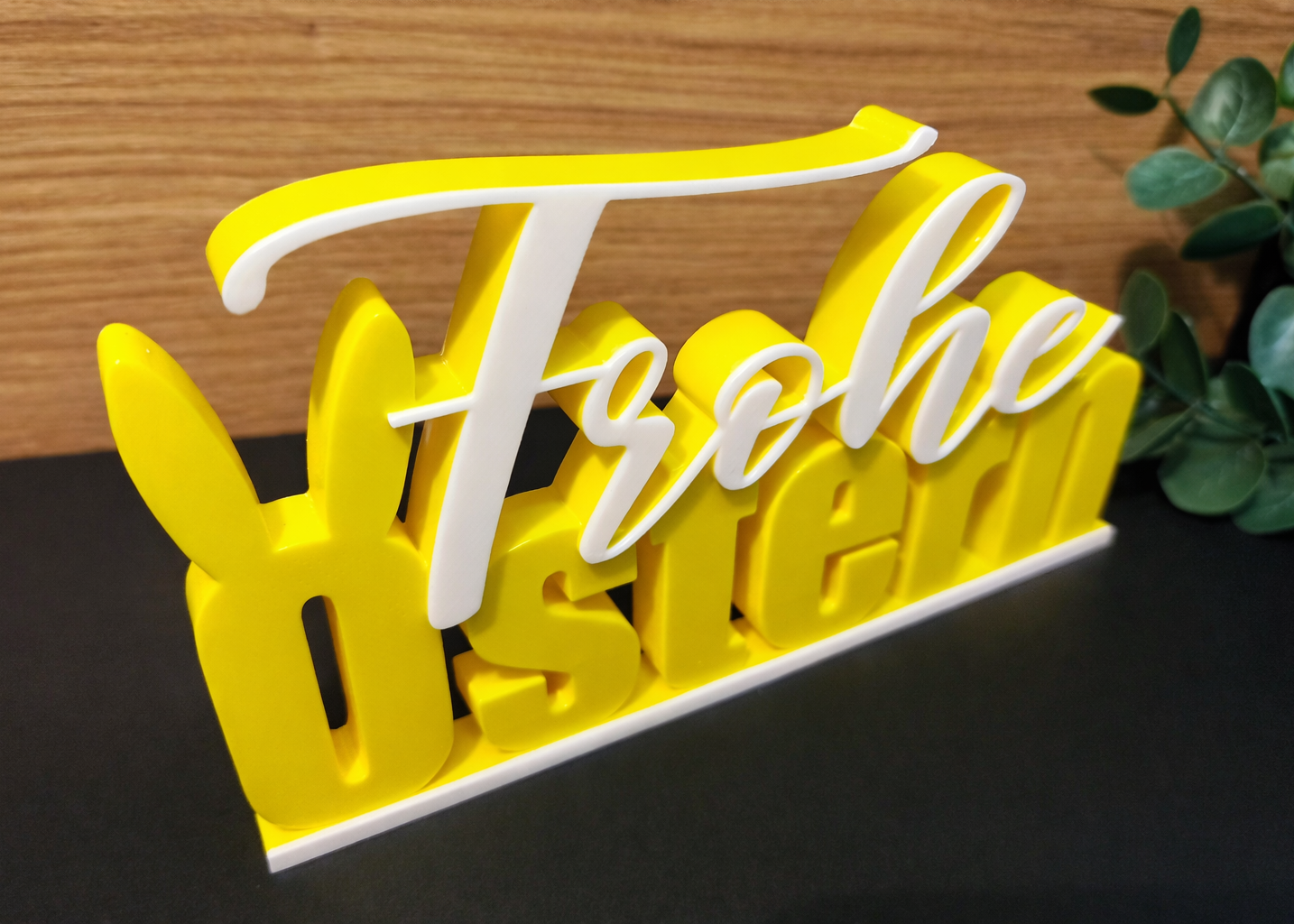 Frohe Ostern Schriftzug – moderne Osterdeko 3D-Druck