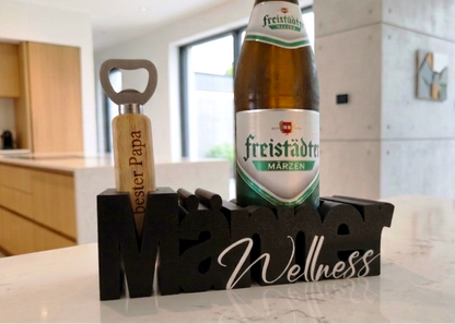 "Männer Wellness" – Der ultimative Bier-Aufsteller für echte Kenner / Geschenk / Vatertag - 3D Druck - aus Österreich