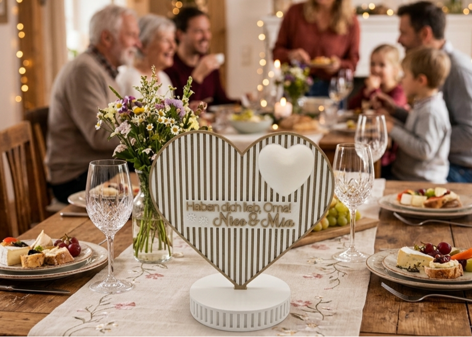 Oma, Opa, Mama, Papa "Hab dich lieb" personalisierter Herz Aufsteller / Deko / Geschenk - 3D Druck - aus Österreich