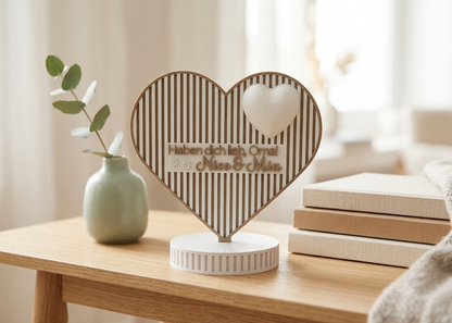 Oma, Opa, Mama, Papa "Hab dich lieb" personalisierter Herz Aufsteller / Deko / Geschenk - 3D Druck - aus Österreich