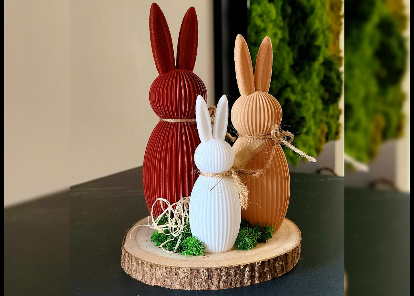 Set Deko Hasen auf Holzscheibe - 3D Druck aus Österreich - handgemacht - Geschenkset