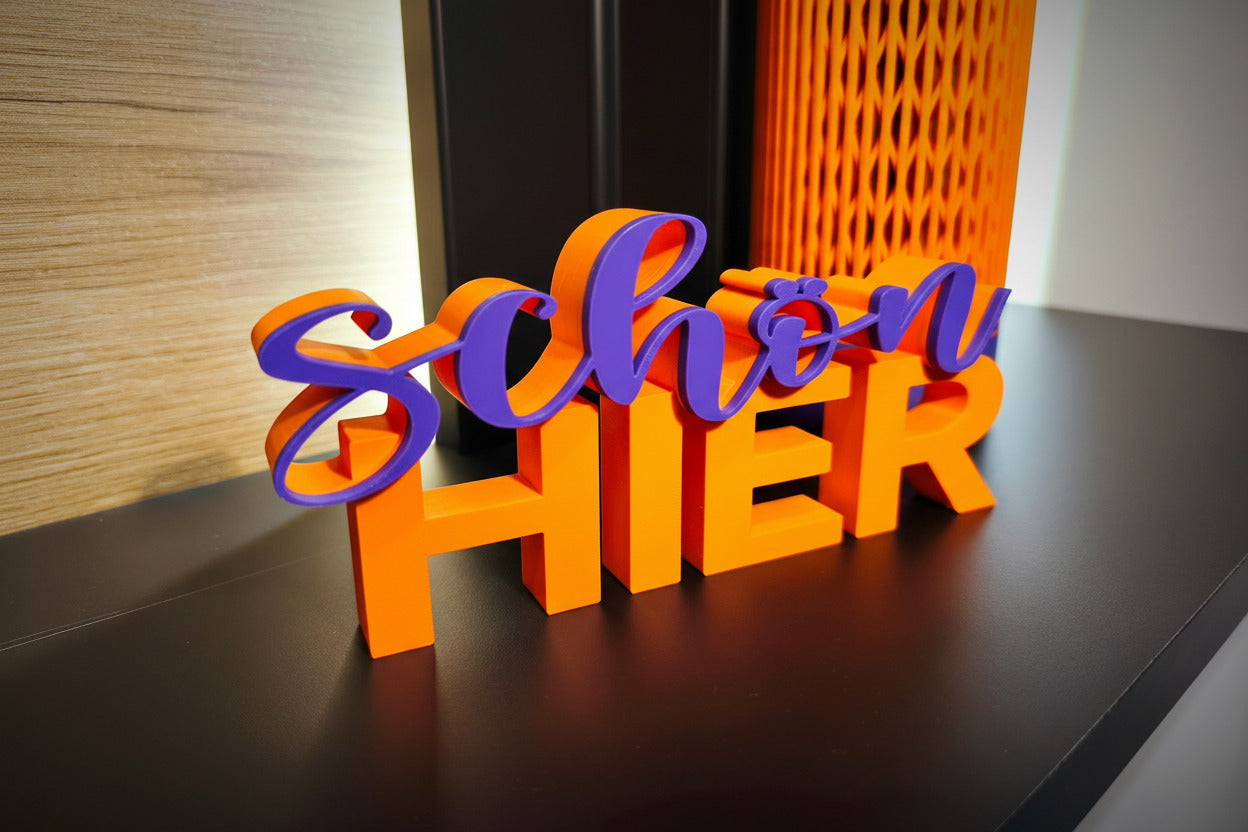 Set Schriftzug "Schön hier" und Vase - nachhaltig 3D gedruckt in Österreich